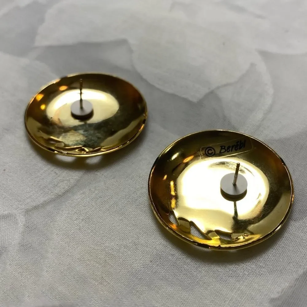 Vintage 80’s Berébi Gold And Purple Enamel Earrings - Picture 10 of 10
